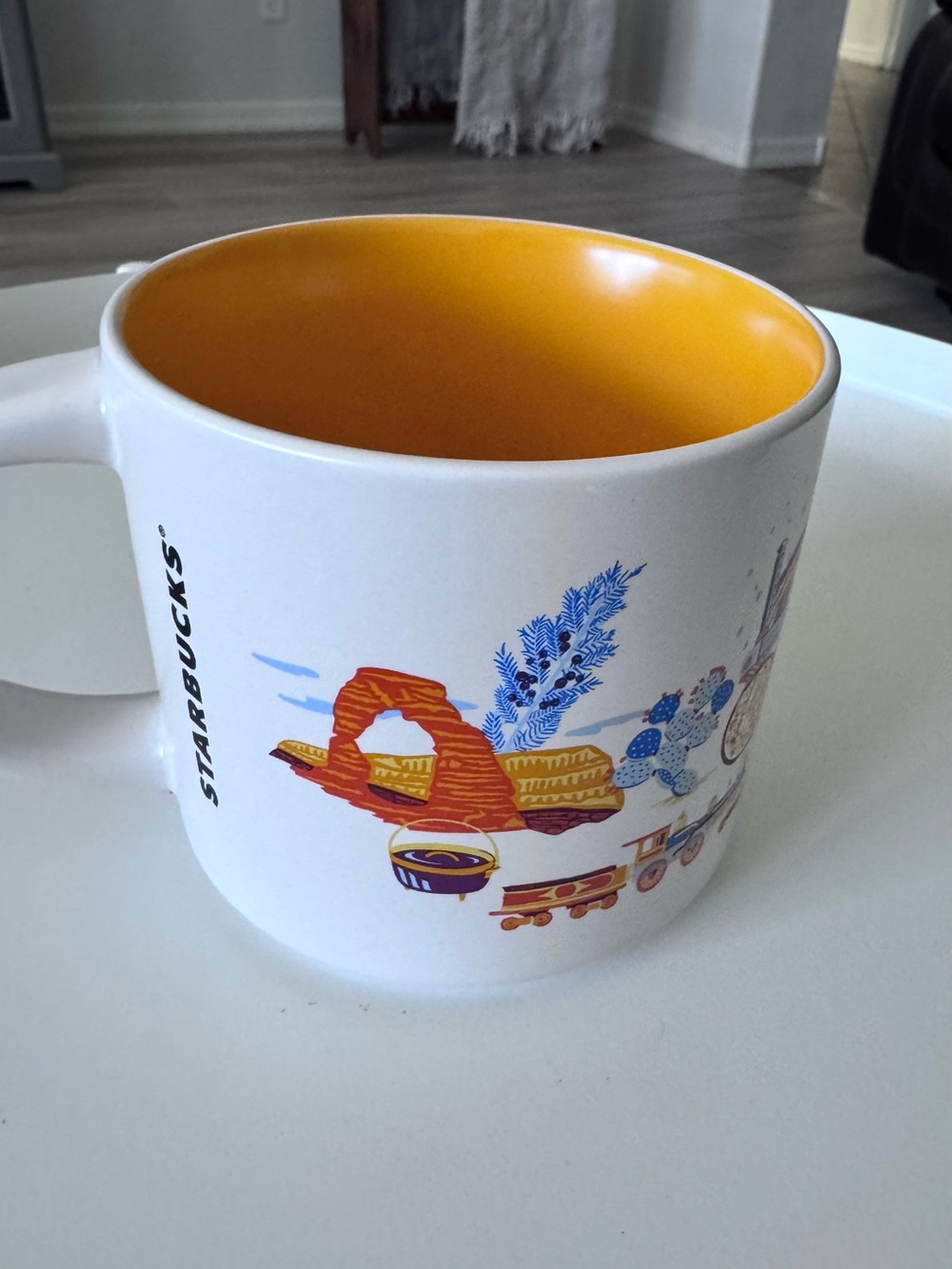 Starbucks Utah Ceramic Mug — White Exterior with Yellow Interior - Picture 2 of 4